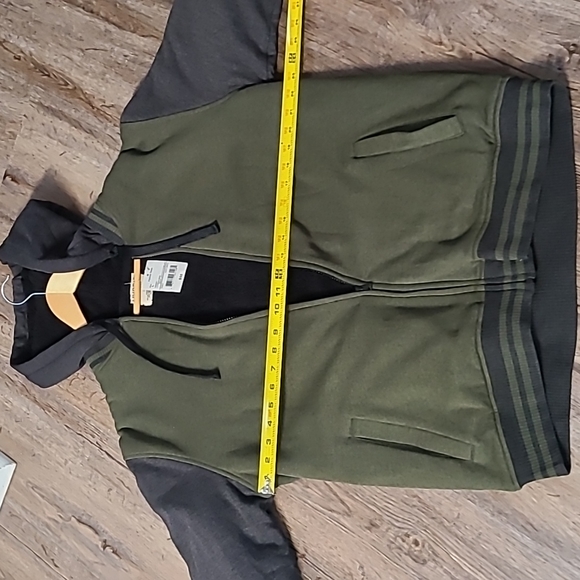 HYBRID BRAND MENS WARM SOFT WARM  ZIPPERED FOREST GREEN HOODED JACKET SIZE LARGE - Picture 9 of 11